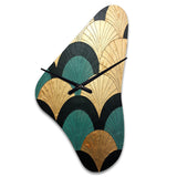 Emerald And Golden Arches - Asymmetric Metal Wall Clock