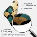Emerald And Golden Arches - Asymmetric Metal Wall Clock