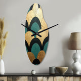 Emerald And Golden Arches - Asymmetric Metal Wall Clock