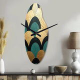 Emerald And Golden Arches - Asymmetric Metal Wall Clock