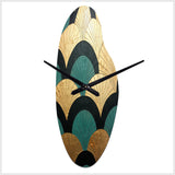 Emerald And Golden Arches - Asymmetric Metal Wall Clock