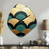 Emerald And Golden Arches - Asymmetric Metal Wall Clock