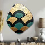Emerald And Golden Arches - Asymmetric Metal Wall Clock