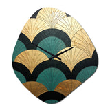 Emerald And Golden Arches - Asymmetric Metal Wall Clock