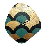 Emerald And Golden Arches - Asymmetric Metal Wall Clock