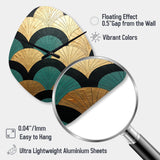 Emerald And Golden Arches - Asymmetric Metal Wall Clock