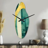 Emerald And Golden Arches I - Asymmetric Metal Wall Clock