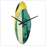 Emerald And Golden Arches I - Asymmetric Metal Wall Clock