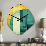 Emerald And Golden Arches I - Asymmetric Metal Wall Clock