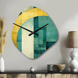 Emerald And Golden Arches I - Asymmetric Metal Wall Clock