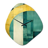 Emerald And Golden Arches I - Asymmetric Metal Wall Clock