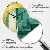 Emerald And Golden Arches I - Asymmetric Metal Wall Clock