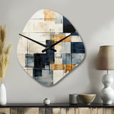 Ivory Illusions Abstract Shapes I - Asymmetric Metal Wall Clock