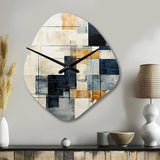 Ivory Illusions Abstract Shapes I - Asymmetric Metal Wall Clock
