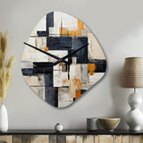 Ivory Illusions Abstract Shapes II - Asymmetric Metal Wall Clock