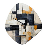 Ivory Illusions Abstract Shapes II - Asymmetric Metal Wall Clock