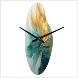 Gold And Teal Aurora Harmony - Asymmetric Metal Wall Clock
