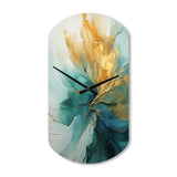 Gold And Teal Aurora Harmony - Asymmetric Metal Wall Clock