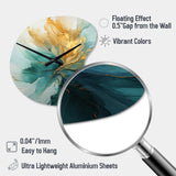 Gold And Teal Aurora Harmony - Asymmetric Metal Wall Clock