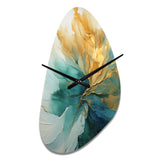 Gold And Teal Aurora Harmony - Asymmetric Metal Wall Clock