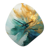 Gold And Teal Aurora Harmony - Asymmetric Metal Wall Clock