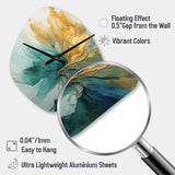 Gold And Teal Aurora Harmony - Asymmetric Metal Wall Clock