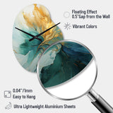 Gold And Teal Aurora Harmony - Asymmetric Metal Wall Clock