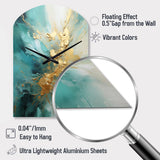 Gold And Teal Aurora Harmony II - Asymmetric Metal Wall Clock