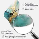 Gold And Teal Aurora Harmony II - Asymmetric Metal Wall Clock