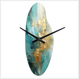 Gold And Teal Aurora Harmony II - Asymmetric Metal Wall Clock