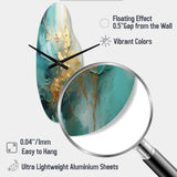Gold And Teal Aurora Harmony II - Asymmetric Metal Wall Clock