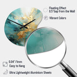 Gold And Teal Aurora Harmony II - Asymmetric Metal Wall Clock