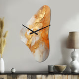 Gold White Champagne Sunrise Spirals I - Asymmetric Metal Wall Clock