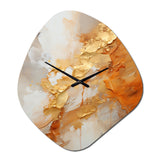 Gold White Champagne Sunrise Spirals I - Asymmetric Metal Wall Clock