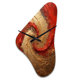 Red Gold Fusion Spiral - Asymmetric Metal Wall Clock
