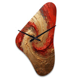 Red Gold Fusion Spiral - Asymmetric Metal Wall Clock