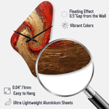 Red Gold Fusion Spiral - Asymmetric Metal Wall Clock
