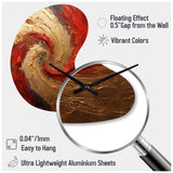 Red Gold Fusion Spiral - Asymmetric Metal Wall Clock