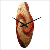 Red Gold Fusion Spiral - Asymmetric Metal Wall Clock