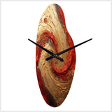 Red Gold Fusion Spiral - Asymmetric Metal Wall Clock