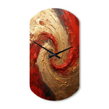 Red Gold Fusion Spiral - Asymmetric Metal Wall Clock