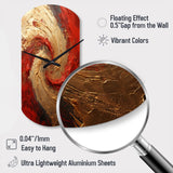 Red Gold Fusion Spiral - Asymmetric Metal Wall Clock