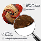 Red Gold Fusion Spiral - Asymmetric Metal Wall Clock
