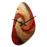 Red Gold Fusion Spiral - Asymmetric Metal Wall Clock