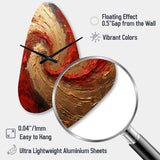 Red Gold Fusion Spiral - Asymmetric Metal Wall Clock