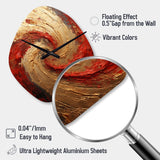 Red Gold Fusion Spiral - Asymmetric Metal Wall Clock