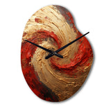 Red Gold Fusion Spiral - Asymmetric Metal Wall Clock