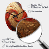 Red Gold Fusion Spiral - Asymmetric Metal Wall Clock