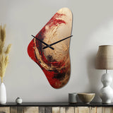 Red Gold Fusion Spiral I - Asymmetric Metal Wall Clock