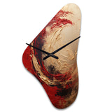 Red Gold Fusion Spiral I - Asymmetric Metal Wall Clock